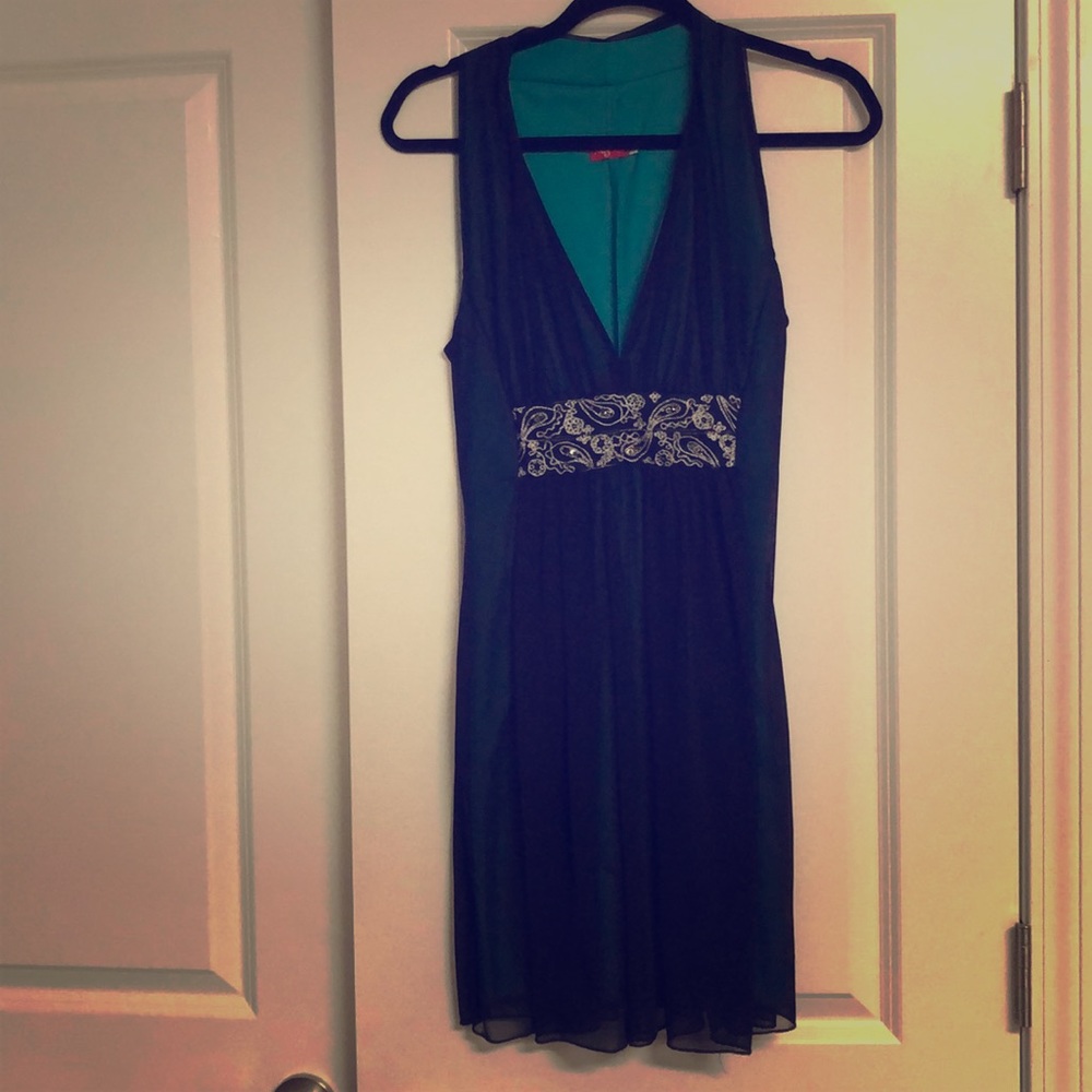 Black and Teal Medium Dress